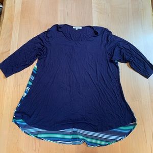 Blue Blouse with blue & green Stripes